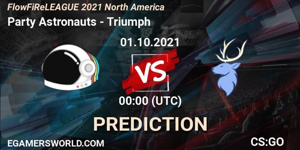 Prognose für das Spiel Party Astronauts VS Triumph. 01.10.2021 at 00:00. Counter-Strike (CS2) - FiReLEAGUE 2021: North America