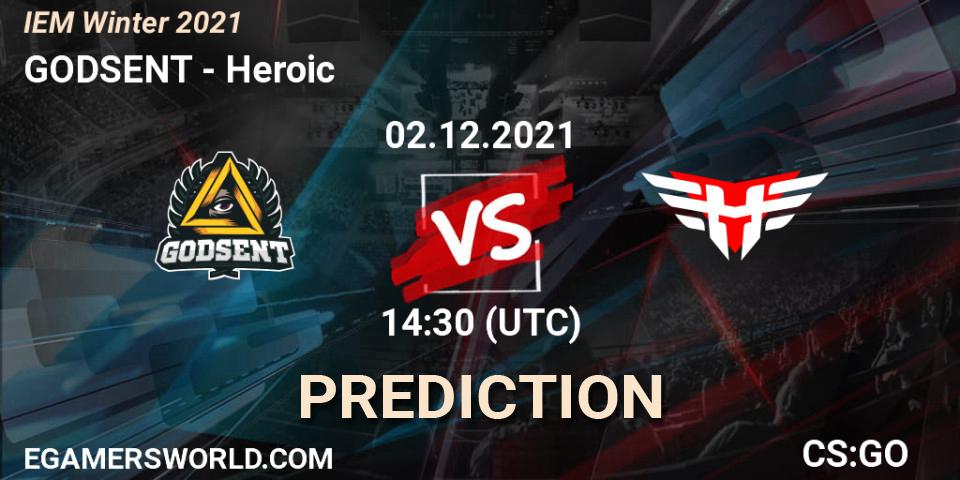 Prognose für das Spiel GODSENT VS Heroic. 02.12.21. CS2 (CS:GO) - IEM Winter 2021