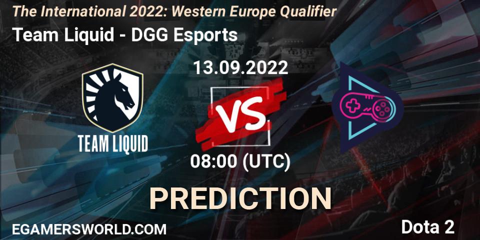Prognose für das Spiel Team Liquid VS DGG Esports. 13.09.2022 at 07:59. Dota 2 - The International 2022: Western Europe Qualifier
