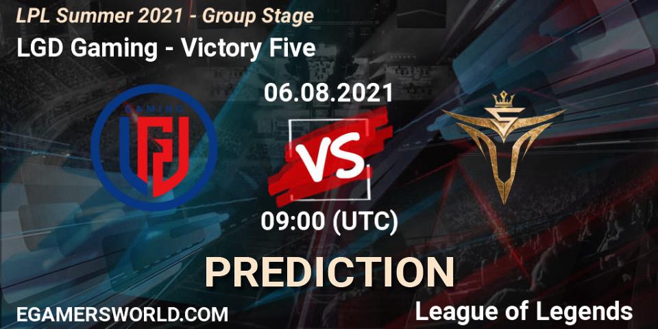 Prognose für das Spiel LGD Gaming VS Victory Five. 06.08.2021 at 09:00. LoL - LPL Summer 2021 - Group Stage