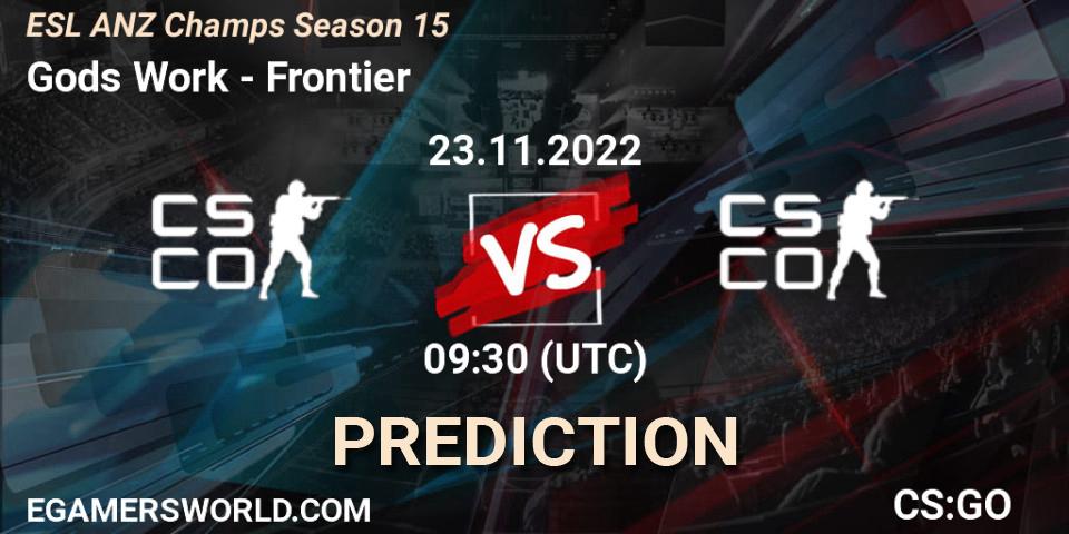 Prognose für das Spiel Gods Work VS Frontier. 24.11.22. CS2 (CS:GO) - ESL ANZ Champs Season 15