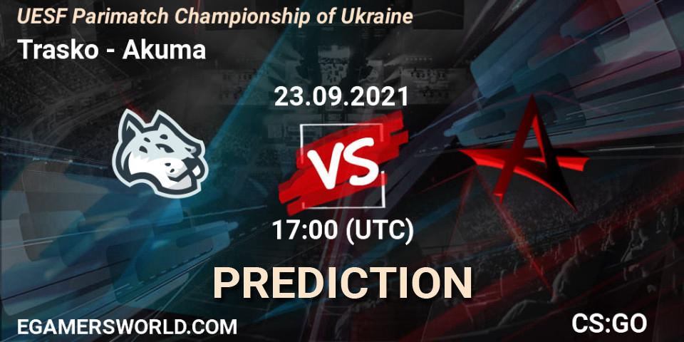 Prognose für das Spiel Trasko VS Akuma. 23.09.2021 at 17:40. Counter-Strike (CS2) - UESF Parimatch Championship of Ukraine