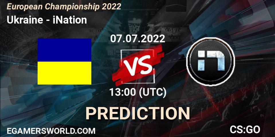 Prognose für das Spiel Ukraine VS iNation. 07.07.22. CS2 (CS:GO) - European Championship 2022
