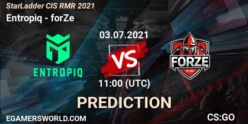 Prognose für das Spiel Entropiq VS forZe. 03.07.21. CS2 (CS:GO) - StarLadder CIS RMR 2021