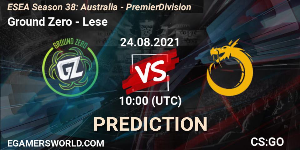 Prognose für das Spiel Ground Zero VS Lese. 24.08.2021 at 10:00. Counter-Strike (CS2) - ESEA Season 38: Australia - Premier Division