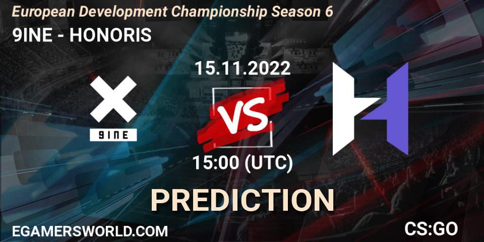 Prognose für das Spiel 9INE VS HONORIS. 15.11.22. CS2 (CS:GO) - European Development Championship Season 6