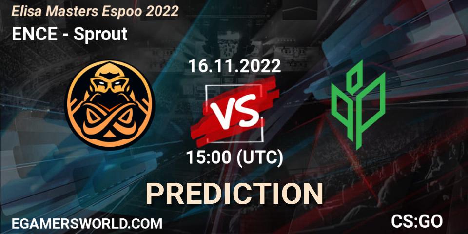 Prognose für das Spiel ENCE VS Sprout. 16.11.2022 at 16:10. Counter-Strike (CS2) - Elisa Masters Espoo 2022