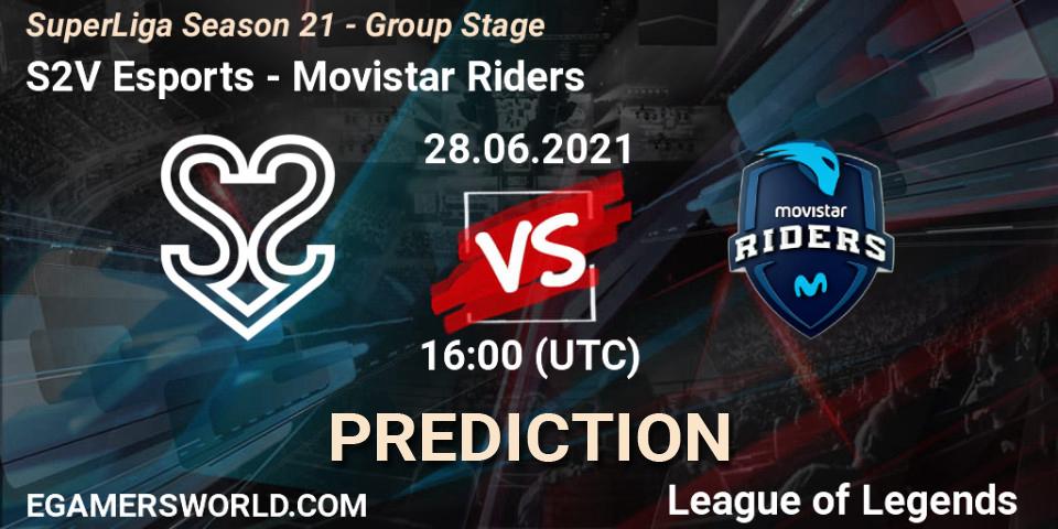 Prognose für das Spiel S2V Esports VS Movistar Riders. 28.06.2021 at 16:00. LoL - SuperLiga Season 21 - Group Stage 