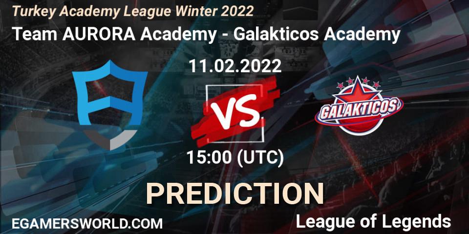 Prognose für das Spiel Team AURORA Academy VS Galakticos Academy. 11.02.2022 at 15:00. LoL - Turkey Academy League Winter 2022