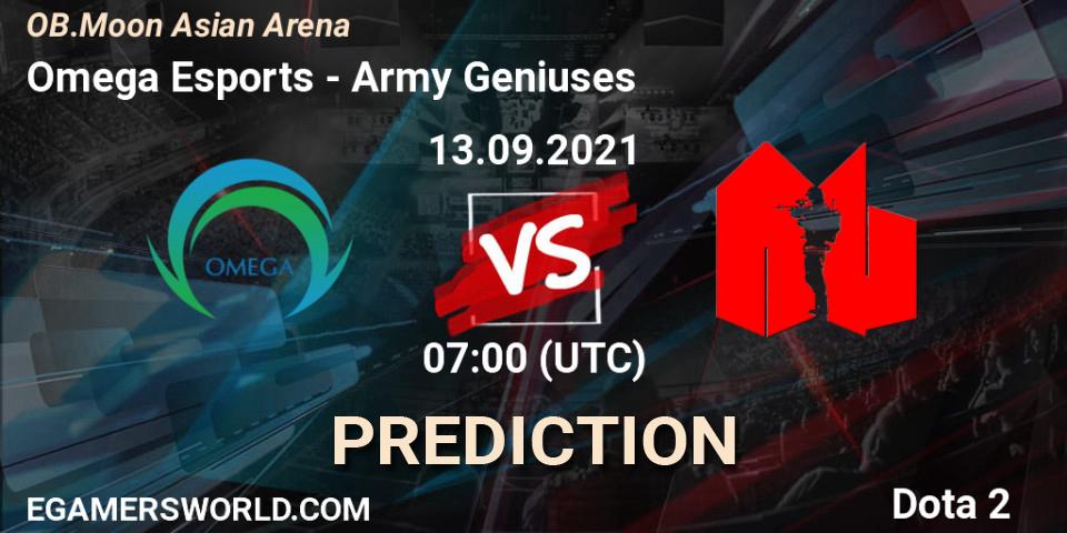 Prognose für das Spiel Omega Esports VS Army Geniuses. 13.09.2021 at 07:02. Dota 2 - OB.Moon Asian Arena