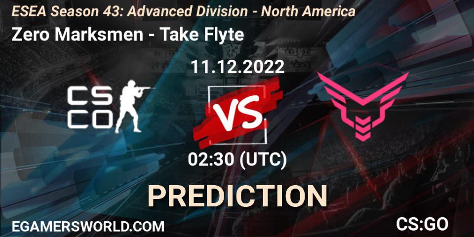 Prognose für das Spiel Zero Marksmen VS Take Flyte. 11.12.22. CS2 (CS:GO) - ESEA Season 43: Advanced Division - North America