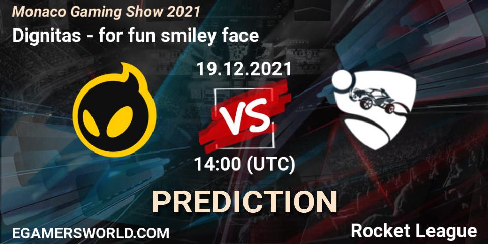 Prognose für das Spiel Dignitas VS for fun smiley face. 19.12.21. Rocket League - Monaco Gaming Show 2021