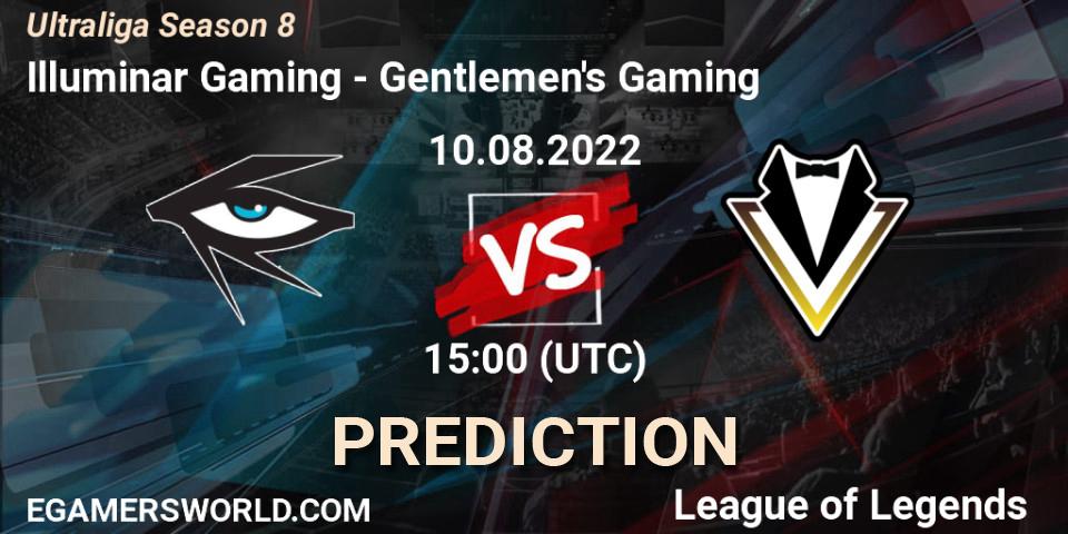 Prognose für das Spiel Illuminar Gaming VS Gentlemen's Gaming. 10.08.2022 at 15:00. LoL - Ultraliga Season 8
