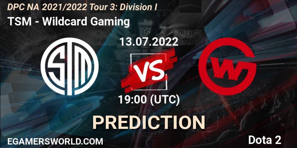 Prognose für das Spiel TSM VS Wildcard Gaming. 13.07.22. Dota 2 - DPC NA 2021/2022 Tour 3: Division I
