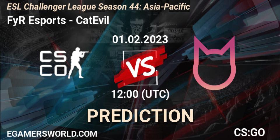 Prognose für das Spiel FyR Esports VS CatEvil. 01.02.23. CS2 (CS:GO) - ESL Challenger League Season 44: Asia-Pacific