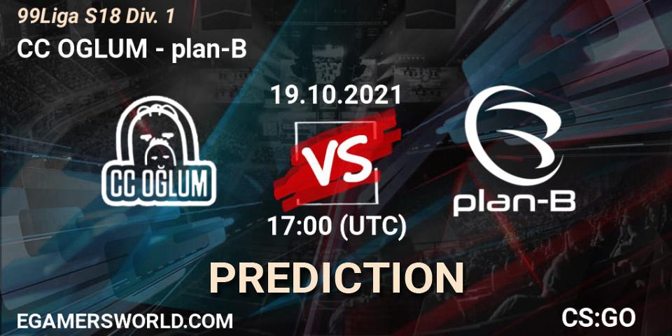 Prognose für das Spiel CC OGLUM VS plan-B. 19.10.21. CS2 (CS:GO) - 99Liga S18 Div. 1
