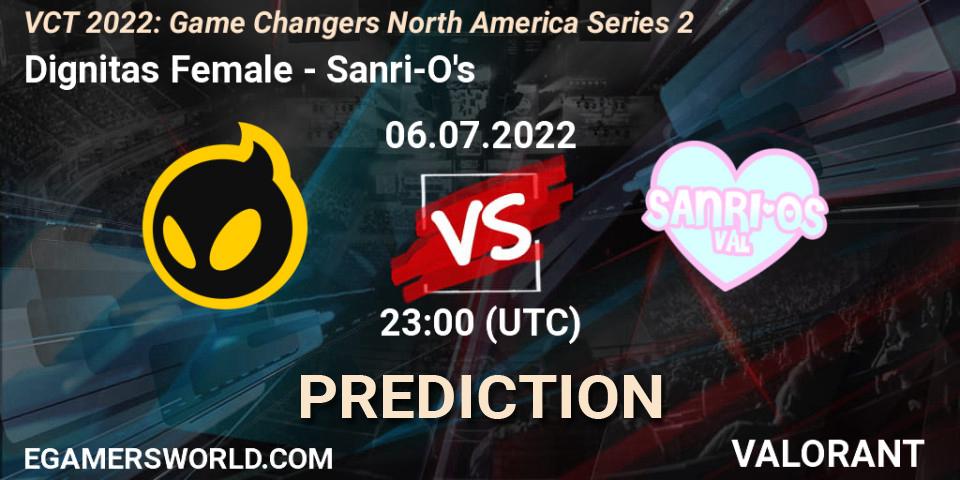 Prognose für das Spiel Dignitas Female VS Sanri-O's. 06.07.2022 at 20:10. VALORANT - VCT 2022: Game Changers North America Series 2