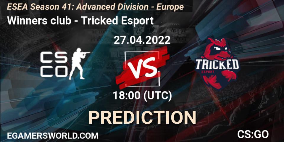 Prognose für das Spiel Winners club VS Tricked Esport. 27.04.2022 at 18:00. Counter-Strike (CS2) - ESEA Season 41: Advanced Division - Europe