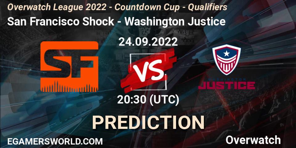Prognose für das Spiel San Francisco Shock VS Washington Justice. 24.09.22. Overwatch - Overwatch League 2022 - Countdown Cup - Qualifiers