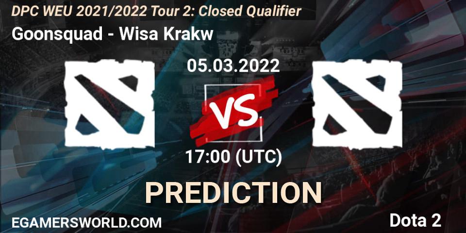 Prognose für das Spiel Goonsquad VS Wisła Kraków. 05.03.22. Dota 2 - DPC WEU 2021/2022 Tour 2: Closed Qualifier