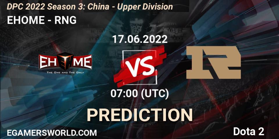 Prognose für das Spiel EHOME VS RNG. 17.06.22. Dota 2 - DPC 2021/2022 China Tour 3: Division I