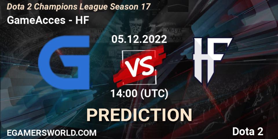 Prognose für das Spiel GameAcces VS HF. 05.12.22. Dota 2 - Dota 2 Champions League Season 17