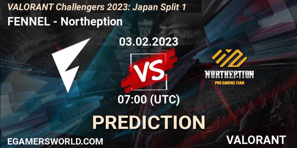 Prognose für das Spiel FENNEL VS Northeption. 03.02.23. VALORANT - VALORANT Challengers 2023: Japan Split 1