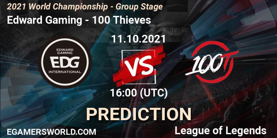 Prognose für das Spiel Edward Gaming VS 100 Thieves. 11.10.2021 at 16:00. LoL - 2021 World Championship - Group Stage
