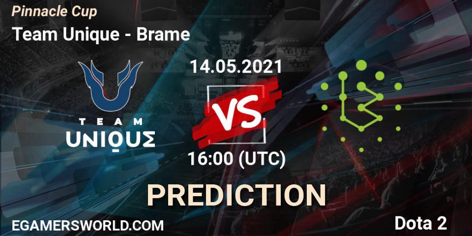 Prognose für das Spiel Team Unique VS Brame. 14.05.21. Dota 2 - Pinnacle Cup 2021 Dota 2