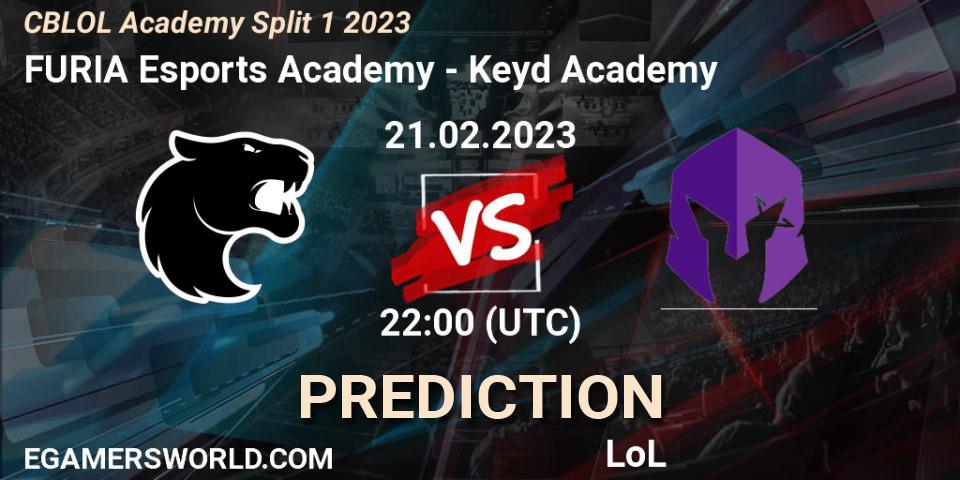 Prognose für das Spiel FURIA Esports Academy VS Keyd Academy. 21.02.2023 at 22:00. LoL - CBLOL Academy Split 1 2023