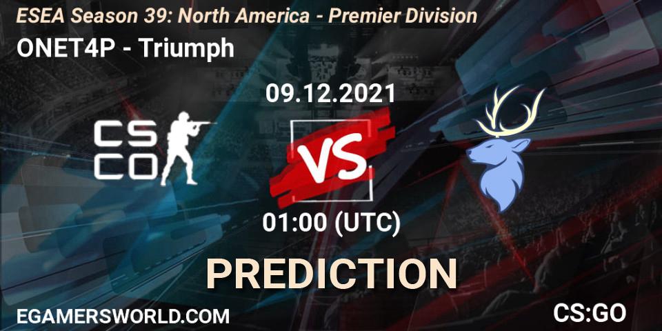 Prognose für das Spiel ONET4P VS Triumph. 09.12.21. CS2 (CS:GO) - ESEA Season 39: North America - Premier Division