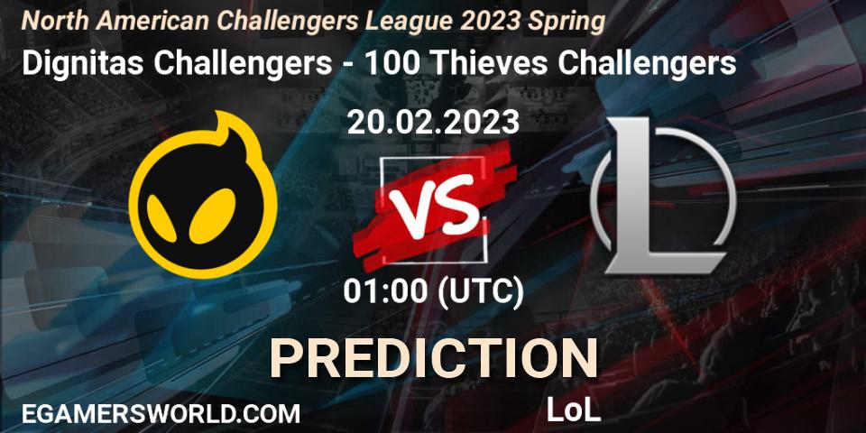 Prognose für das Spiel Dignitas Challengers VS 100 Thieves Challengers. 20.02.23. LoL - NACL 2023 Spring - Group Stage
