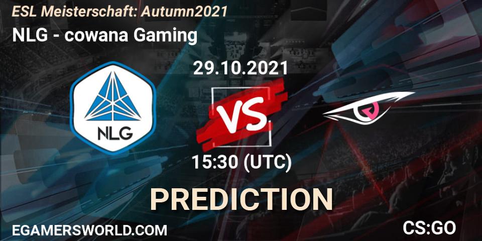 Prognose für das Spiel NLG VS cowana Gaming. 29.10.2021 at 15:30. Counter-Strike (CS2) - ESL Meisterschaft: Autumn 2021