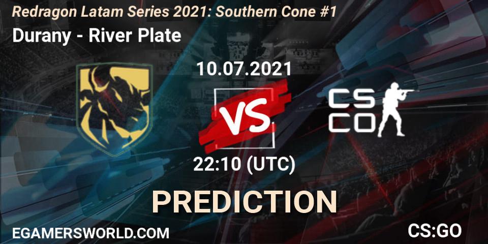 Prognose für das Spiel Durany VS River Plate. 10.07.2021 at 22:10. Counter-Strike (CS2) - Redragon Latam Series 2021: Southern Cone #1