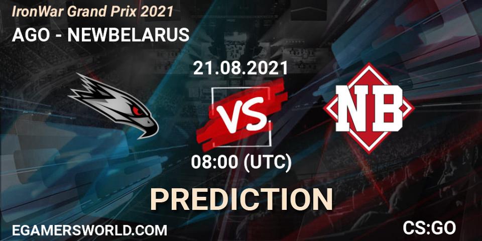 Prognose für das Spiel AGO VS NEWBELARUS. 21.08.2021 at 08:05. Counter-Strike (CS2) - IronWar Grand Prix 2021