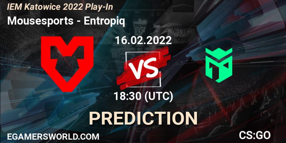 Prognose für das Spiel Mousesports VS Entropiq. 16.02.2022 at 19:05. Counter-Strike (CS2) - IEM Katowice 2022 Play-In
