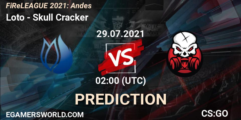 Prognose für das Spiel Loto VS Skull Cracker. 29.07.2021 at 01:10. Counter-Strike (CS2) - FiReLEAGUE 2021: Andes