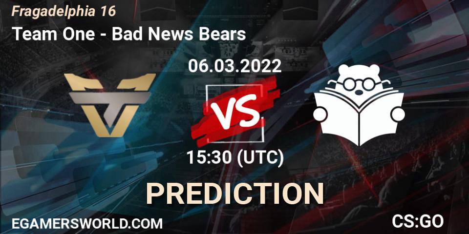 Prognose für das Spiel Team One VS Bad News Bears. 06.03.22. CS2 (CS:GO) - Fragadelphia 16
