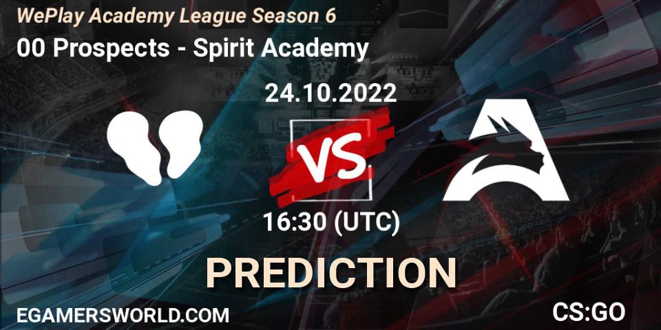 Prognose für das Spiel 00 Prospects VS Spirit Academy. 24.10.22. CS2 (CS:GO) - WePlay Academy League Season 6