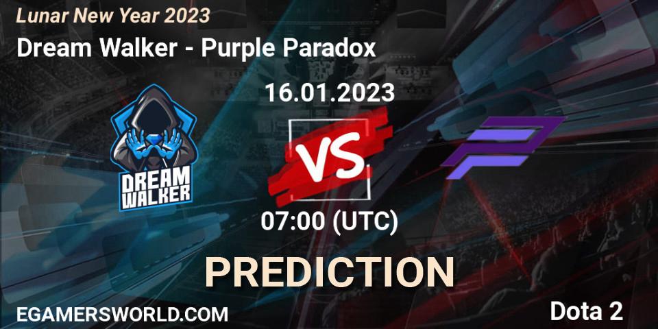 Prognose für das Spiel Dream Walker VS Purple Paradox. 16.01.23. Dota 2 - Lunar New Year 2023