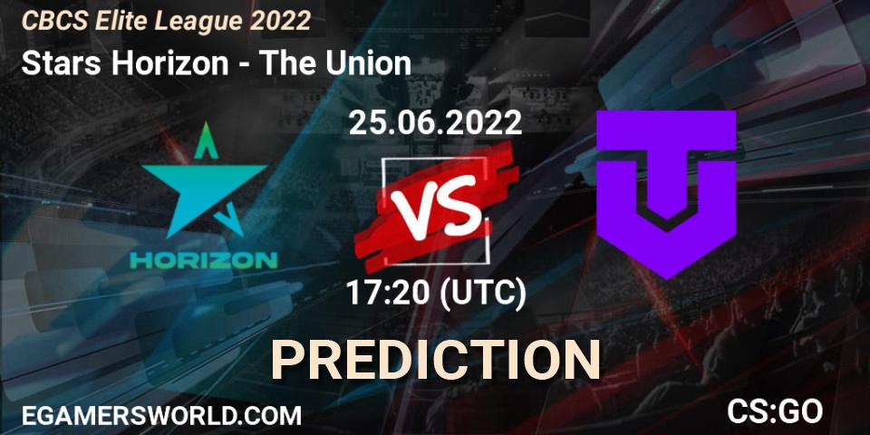 Prognose für das Spiel Stars Horizon VS The Union. 25.06.2022 at 17:20. Counter-Strike (CS2) - CBCS Elite League 2022