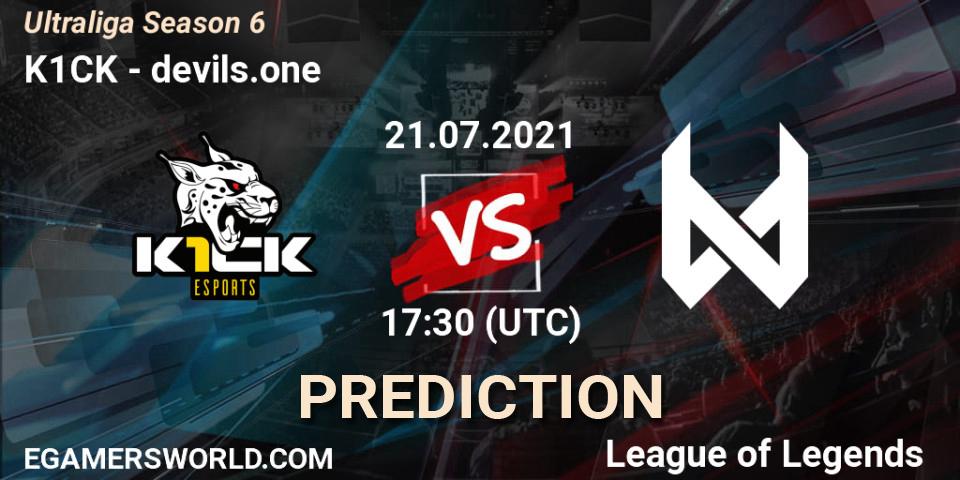 Prognose für das Spiel K1CK VS devils.one. 21.07.21. LoL - Ultraliga Season 6