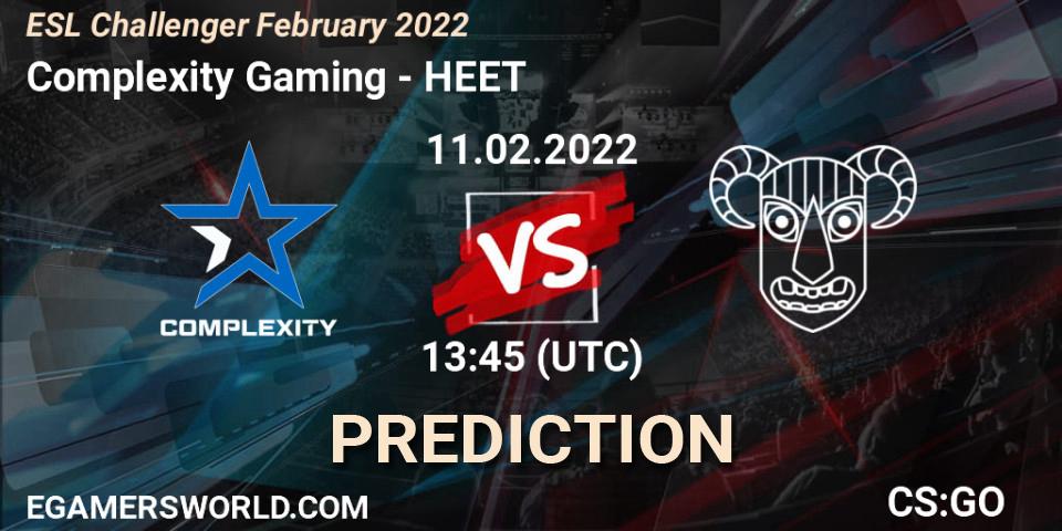 Prognose für das Spiel Complexity Gaming VS HEET. 11.02.2022 at 14:00. Counter-Strike (CS2) - ESL Challenger February 2022