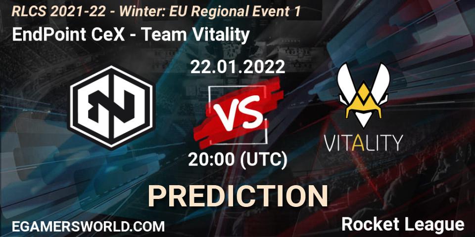 Prognose für das Spiel EndPoint CeX VS Team Vitality. 22.01.2022 at 20:15. Rocket League - RLCS 2021-22 - Winter: EU Regional Event 1