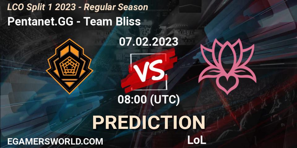 Prognose für das Spiel Pentanet.GG VS Team Bliss. 07.02.23. LoL - LCO Split 1 2023 - Regular Season