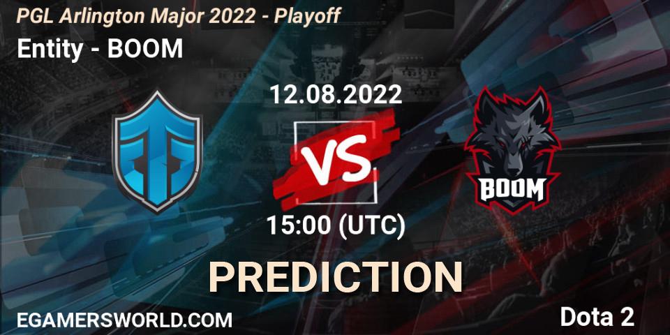 Prognose für das Spiel Entity VS BOOM. 12.08.2022 at 15:01. Dota 2 - PGL Arlington Major 2022 - Playoff