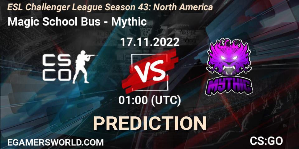 Prognose für das Spiel Magic School Bus VS Mythic. 06.12.22. CS2 (CS:GO) - ESL Challenger League Season 43: North America