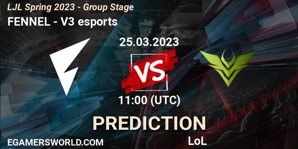 Prognose für das Spiel FENNEL VS V3 esports. 25.03.23. LoL - LJL Spring 2023 - Group Stage