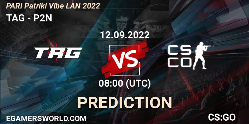 Prognose für das Spiel TAG VS P2N. 12.09.2022 at 08:00. Counter-Strike (CS2) - PARI PATRIKI VIBE LAN