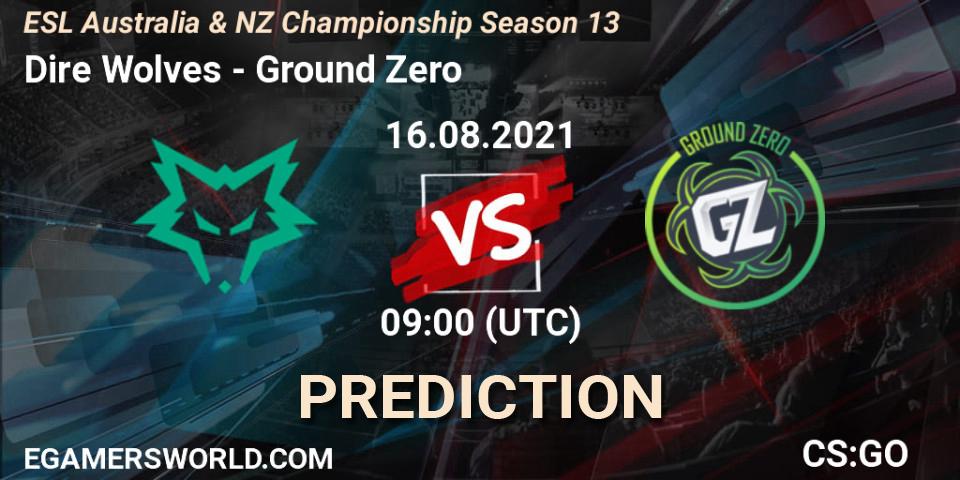 Prognose für das Spiel Dire Wolves VS Ground Zero. 16.08.2021 at 09:05. Counter-Strike (CS2) - ESL Australia & NZ Championship Season 13